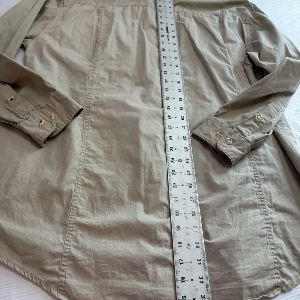 Orvis Men’s Khaki Cargo Vintage Camp Button Up Shirt Size Large